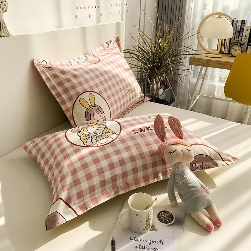 Pure Cotton Pillowcase Cute Cartoon Printing Pillowcase Bedroom Bed Double Pillowcase 48*74cm