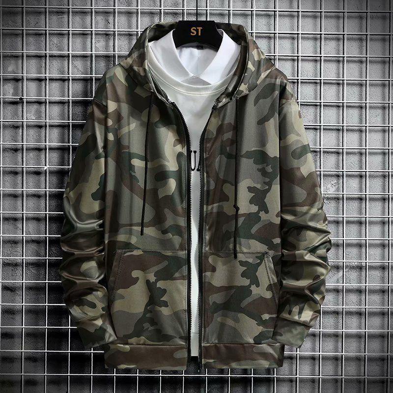 Camouflage Two-piece Spring and Autumn  One-piece Suit Men's Sports Casual Suit Men's Long-sleeved Cardigan Zipper