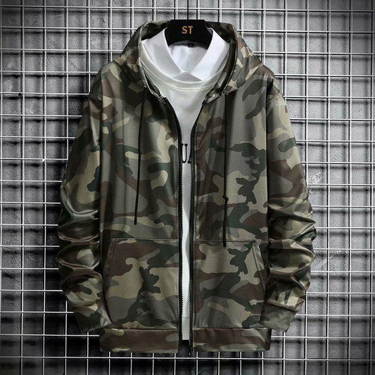 Camouflage Two-piece Spring and Autumn  One-piece Suit Men's Sports Casual Suit Men's Long-sleeved Cardigan Zipper