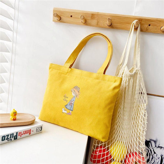 Portable Canvas Bag Women's Single Shoulder Diagonal Cloth Bag Literature and Art Students Korean Lunch Box Bag Small Cloth Bag