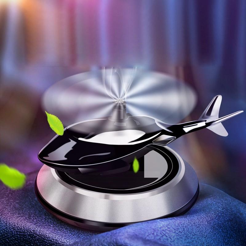 Helicopter Shape Solar Aroma Diffuser Car Decoration Ornaments Aluminum Alloy Solar Rotating Aircraft Car Accessories