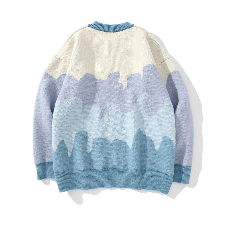 Autumn and Winter Oversize Knitting Sweater Color Matching Jumper Clothes Loose Casual Student Girls Sweaters Women Color Stitching Knit Pullover Tops