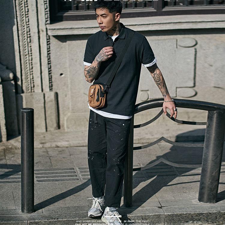 Men's Short Sleeve   Shirt Summer Youth Loose Lapel T-shirt Solid Color Half Sleeve Top