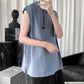Summer Solid Color Hooded Vest Men's Trendy Loose Waistcoat Slit All-match Sports Hoodie Vest