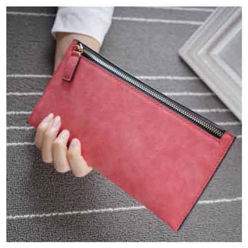 Stylish Slim Ladies' Long and Frosted Wallet Large Capacity Clutch Bag Zipper Zero Wallet Card Bag