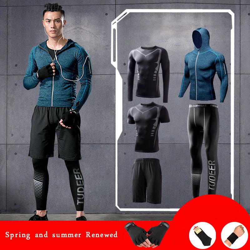 5Pcs Men's Gym Sportswear Running Track Suits Male Outdoors Suit Men Outdoor Jogging Sportswear