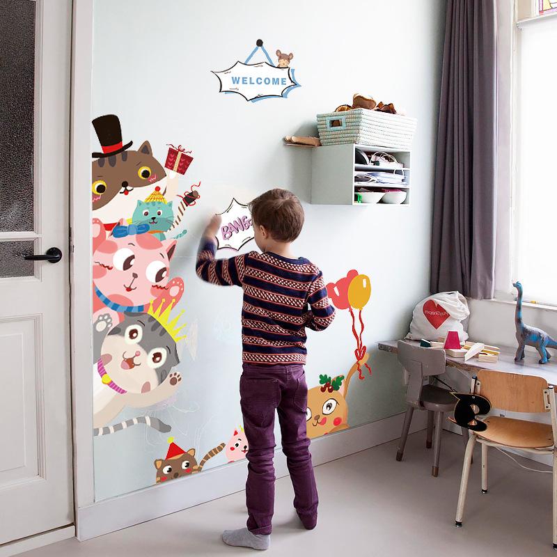 Animal cat door stickers room porch door kindergarten classroom layout decorative wall stickers
