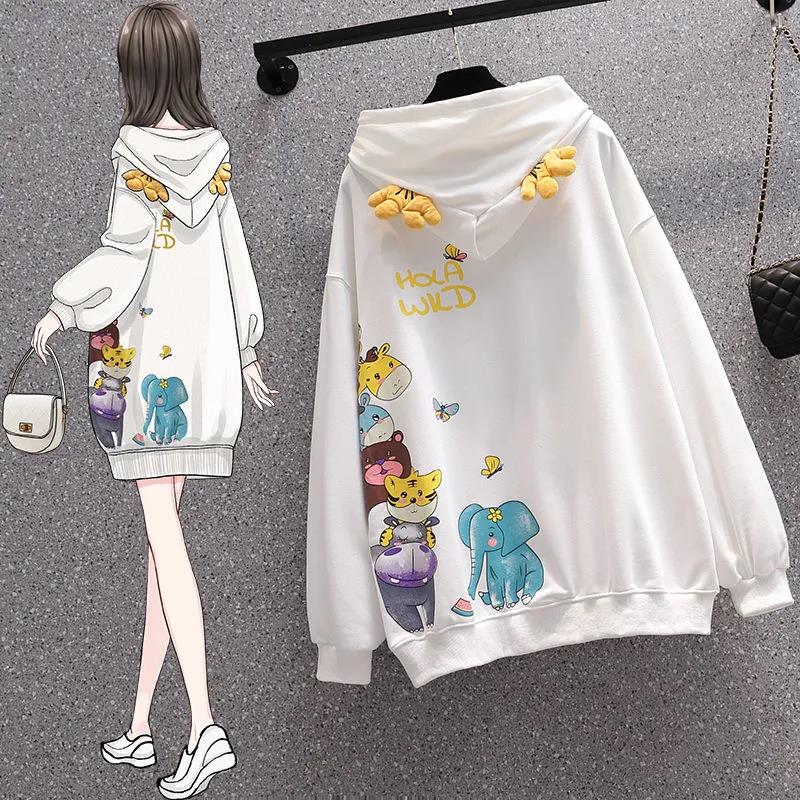 Hoodie Girl Aesthetic Cartoon Same Paragraph Casual Loose Sweatshirts Anime Carton Cute Print