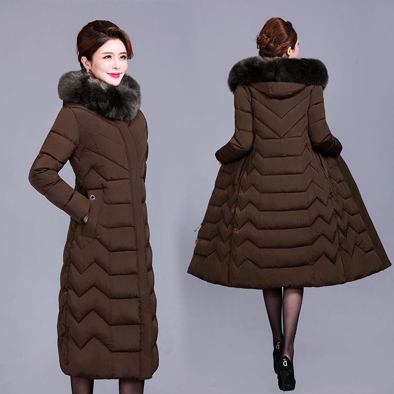 Long Over-the-knee Thick Cotton-padded Jacket Middle-aged and Elderly Winter Jacket Cotton-padded Jacket Plus Size Cotton-padded Jacket for Ladies