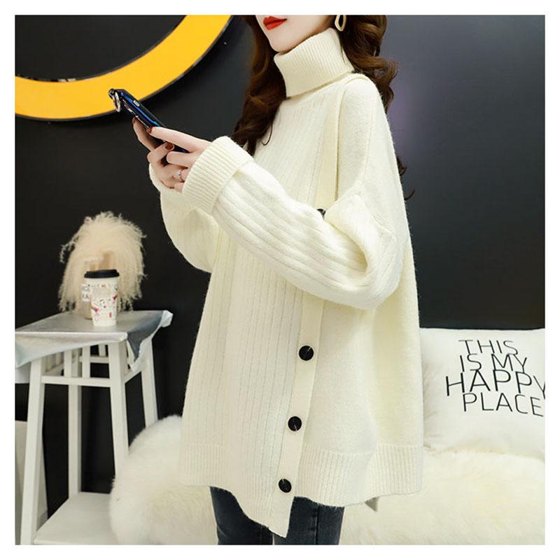Turtleneck Loose Sweater Outer Wear Knitted Thick Coat Autumn and Winter Youth Fashion Women's Jacket