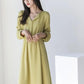 Small Lapel Chiffon Dress Female 2021 Spring and Autumn Waist Loose and Thin Solid Color Small Fresh Mid-length Dress