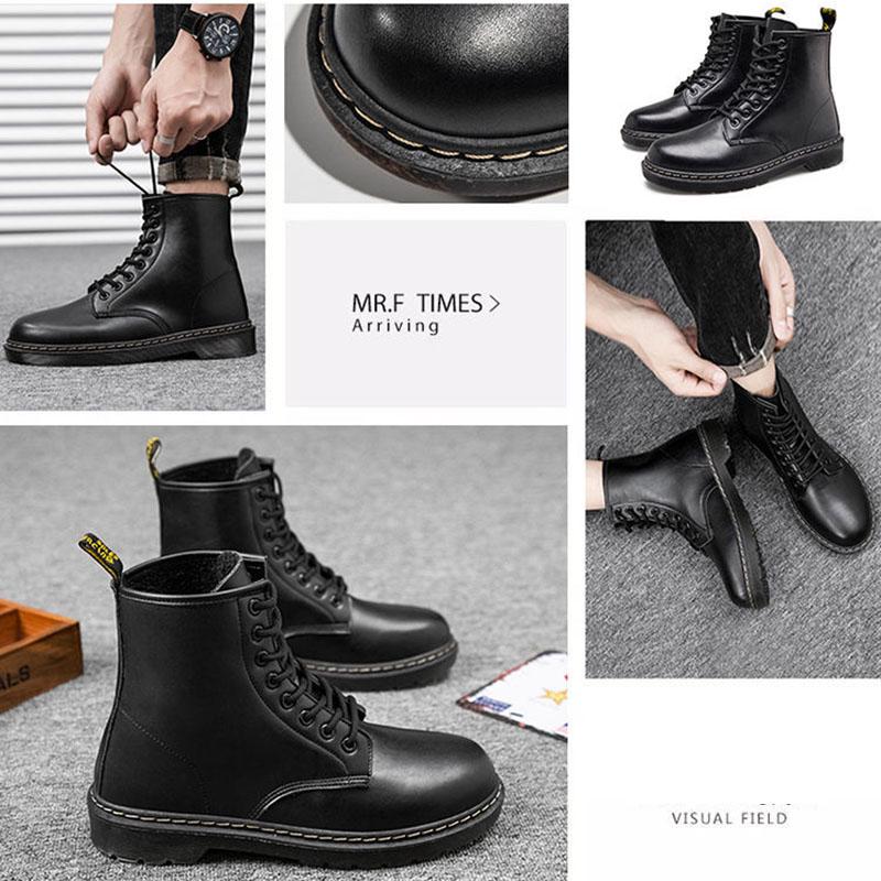 Men High-top Martin Boots British Style Couple Breathable Work Boots All-match Waterproof Thick Bottom Outdoor Shoes Autumn Winter