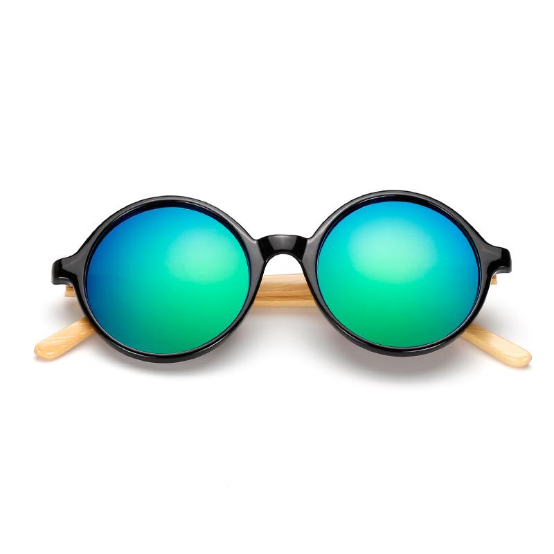 WTEMPO 2019 New Finish Handmade Bamboo Feet Round Sunglasses Women Brand Designer Plastic Frame Wome