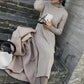 Long Coarse Wool Turtleneck Sweater Dress Women  Female Casual Loose Knit Straight Sweater Dress