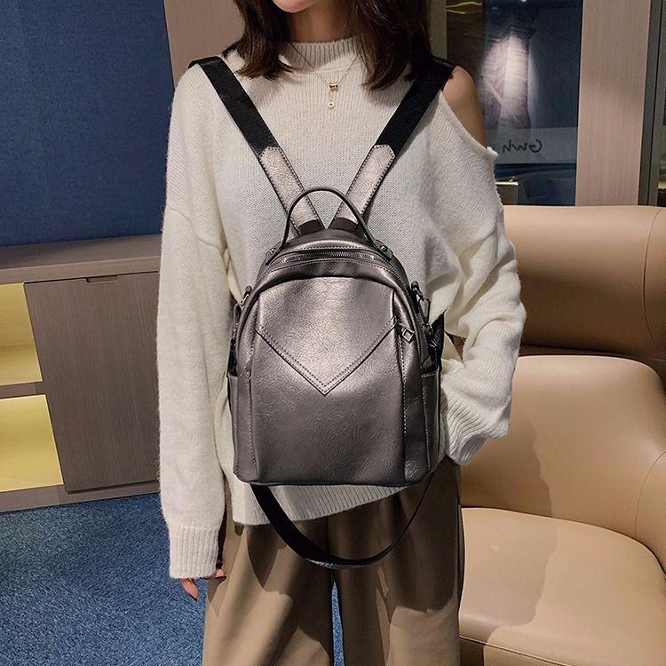 Women's Backpack Soft PU Leather Casual Multilayer Large Capacity College High Quality Shopping Travel School Satchel