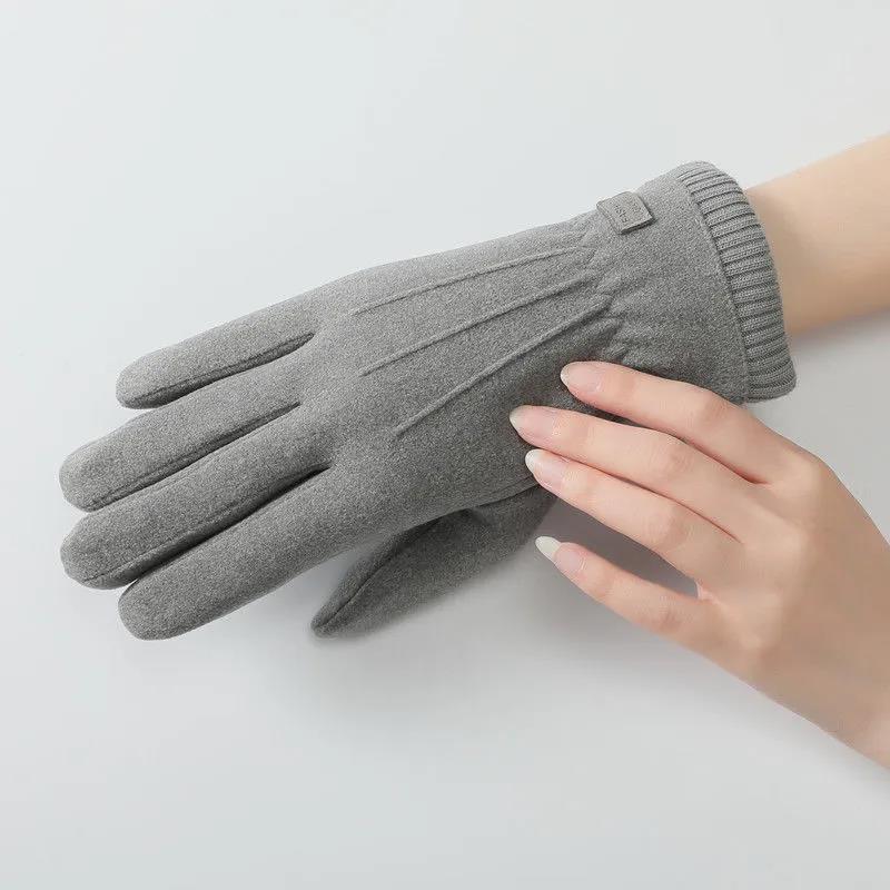Cotton Gloves Ladies Velvet Thick Riding Warm Gloves Sports Elastic Elastic Gloves