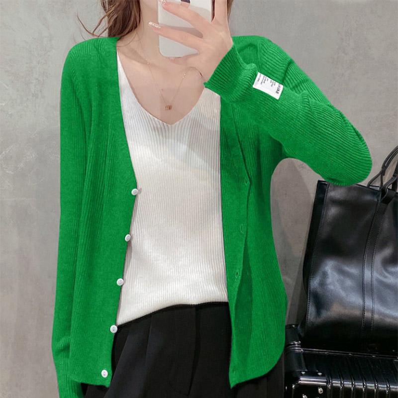 V-neck Bottoming Shirt Coat Slimming Cardigan Ladies Shirt Sweater
