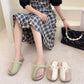 Summer Net Yarn Breathable Baotou Pedal Slippers Fairy Style Wild Stitching Sandals and Slippers Women