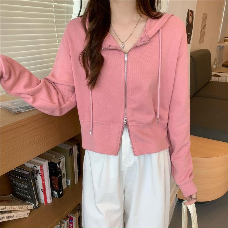 Women Hoodies Sweatshirts Zipper Jacket Top Clothes Spring Autumn Cardigan Coat Women Hooded Tracksuit Black Gray Sport Shirts