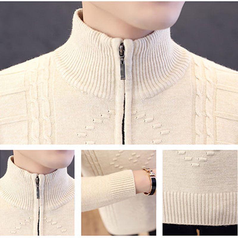 Youth Standing Collar Sweater Men's Knitwear Slim Sweater Casual Jacket