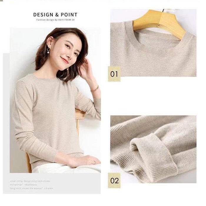 Sweater Female Inside Loose Round Neck Bottoming Shirt Female Solid Color Wild Sweater Large Size