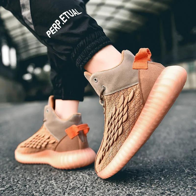 Men's Coconut Shoes Autumn Korean Version All-match High-top Shoes Boys Sports Shoes Students Casual Shoes Fitness Shoes Mesh Shoes