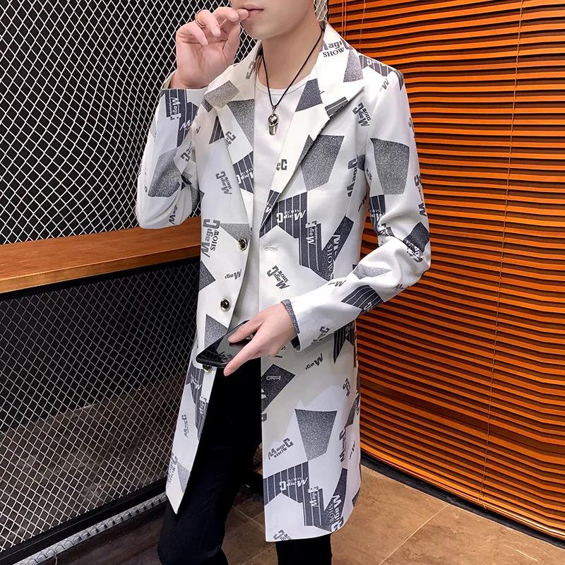 Men Camouflage Slim Windbreaker Suit Collar Coat Casual Jacket Trend Parka Long