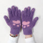 Women's Winter Warm Gloves Cold-proof Cute Sweet Cartoon Dog Paws Plus Velvet Thick Touch Screen Show Finger Five-fingers Cycling Writing Mittens