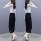 Women's Wide-leg Pants Two-piece Suit Black and White Suit Elegant Temperament Female Professional Suit, Working Lady Suit Two-piece Suit