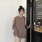 Large Size Sweater Women Korean Version Loose Solid Color Round Neck Pullover Long Sleeve Sweater Top Ins