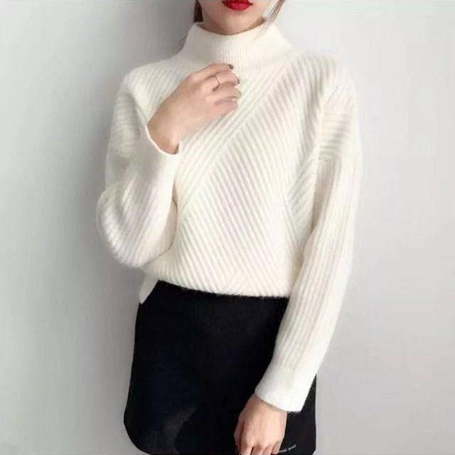Solid Color Slim Turtleneck Sweater Women Thickened Pullover Wild Long-sleeved Sweater