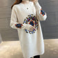 Ethnic Thick Pullover Sweater Women Korean Loose Embroidered Knitted Bottoming sweater All-match Knitweat Autumn and Winter