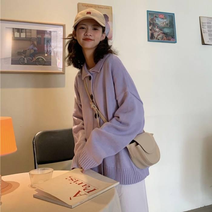 Loose Cardigan Sweater Autumn and Winter Long-sleeved Sweater Women Knitted Jacket