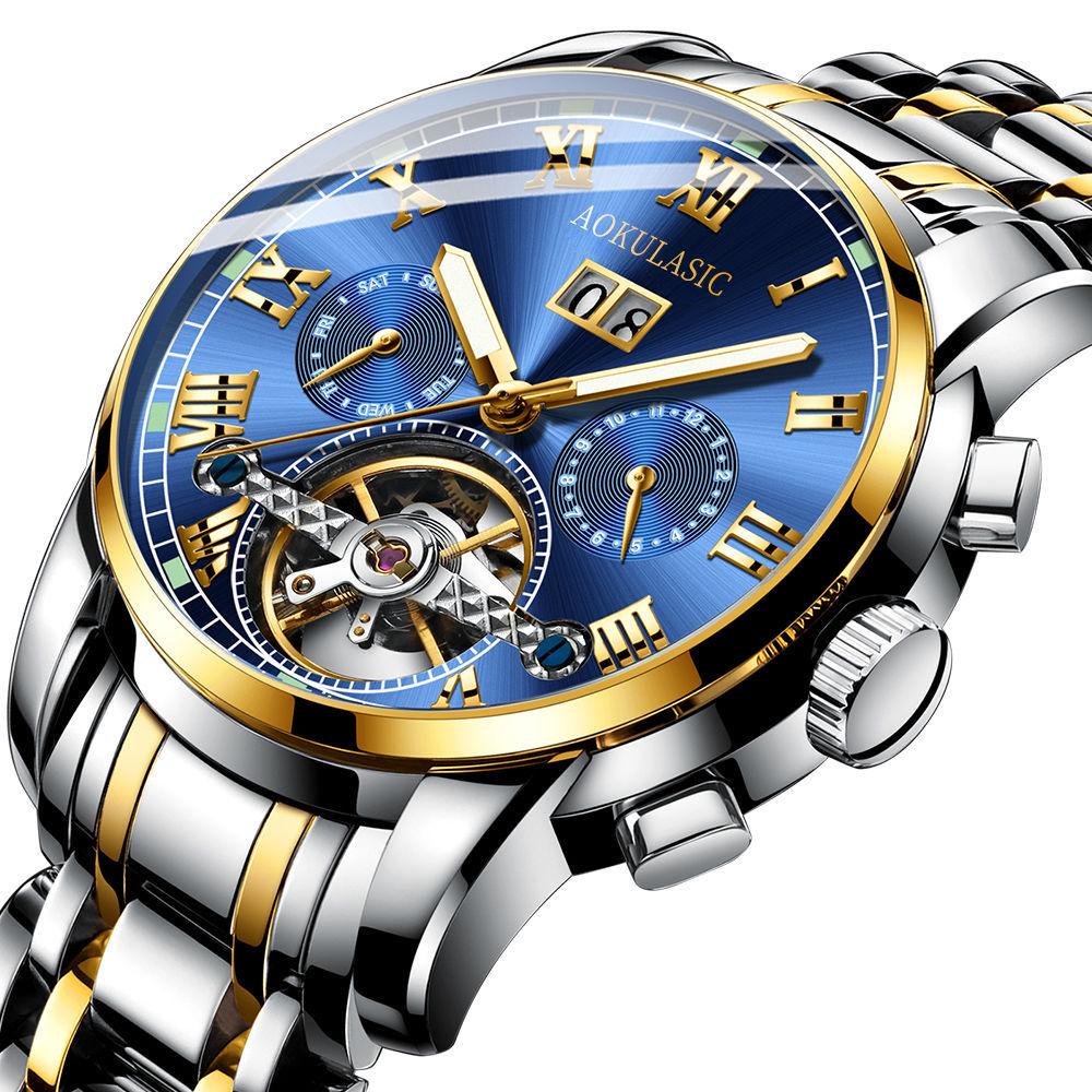 Watch Men Skeleton Automatic Mechanical Watch Gold Skeleton Vintage Man Watch Mens Watch Luxury