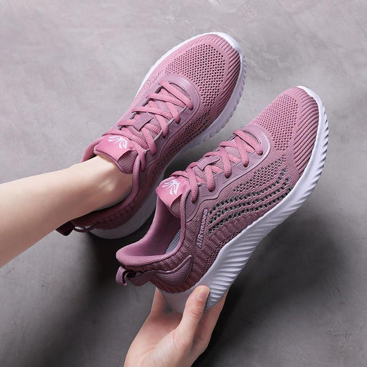 Women Running Shoes Breathable Mesh Lace Up Flat Sneakers Black Sport Woman Designer Shoes for Girls