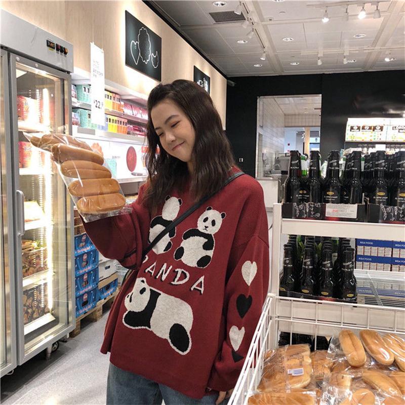 Autumn  Winter Cartoon Pullover Sweater Casual Fashion Long-sleeved Loose Sweater Girl Student Jacket