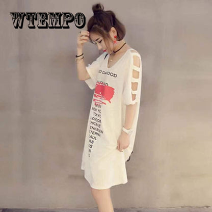 Women Summer Cross Short Sleeve Off Shoulder T-Shirt Dress