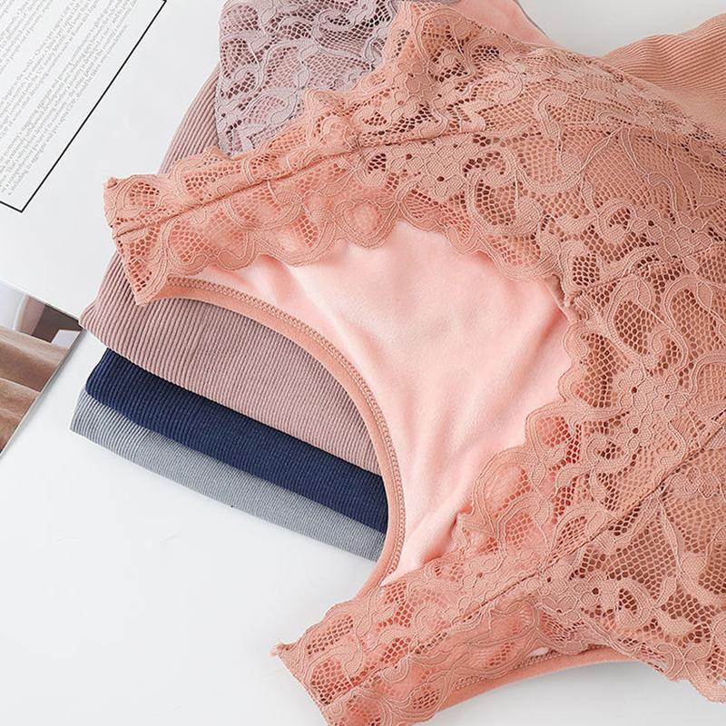 Women's Thermal Vest Plus Velvet Thick Lace Thermal Underwear Body Shaping Bottoming Shirt Ladies Thermal Underwear