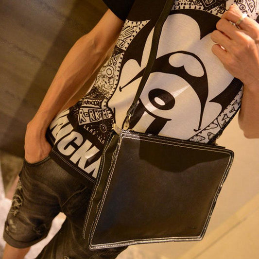 Business Briefcase Men Simple Leather Zipper Crossbody Bags Waterproof Shoulder Computer Bag Handbag