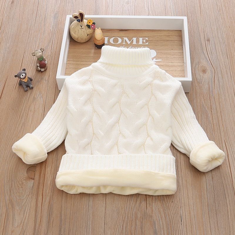 Children's Warm and Windproof Sweater Sweater Base Set To Thicken Autumn and Winter Clothes High and Low Collar Twist