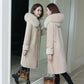 100% Cashmere Overcoat Women's Long Fur Coat Hooded Plus Size Wool Trench Coat with Fox Fur Collar