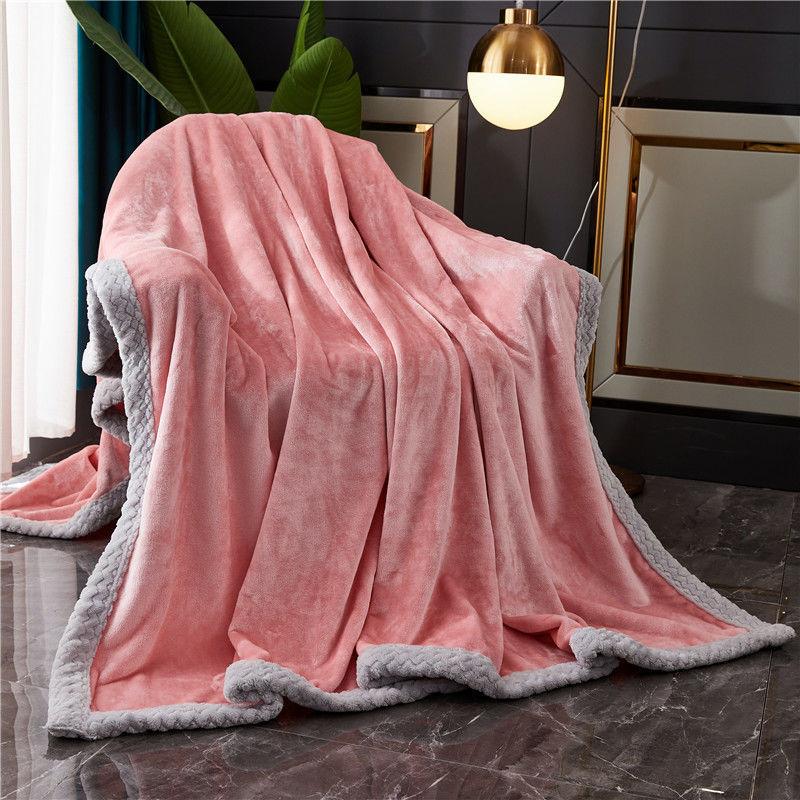 Pure Color Thick Milk Fleece Blanket Quilt Coral Fleece Autumn and Winter Flannel Blanket Plus Fleece Quilt Nap Blanket