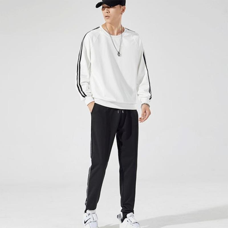 Trend Spring and Autumn Solid Color Casual Sports Handsome Jacket Men's Sportswear Suit Sweater Men's Set Season