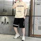 Summer Men's Casual Suit Trend Loose Two-piece Short-sleeved Five-point Pants Sports Suit T-shirt