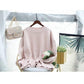 Autumn and Winter Sweater Women's Hedging Loose Solid Color Petal Collar Base Sweater