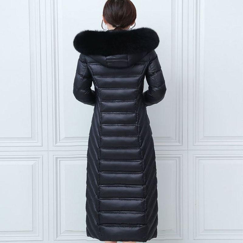 Down Cotton Jacket Winter Fashion Shiny Hooded Jacket Thicken Warm Long Over-the-knee Cotton Jacket Women
