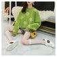 Pofulove Lazy Wind Jacket Wild Sweater Women Sweater Female Students Korean Loose Round Neck Hooded