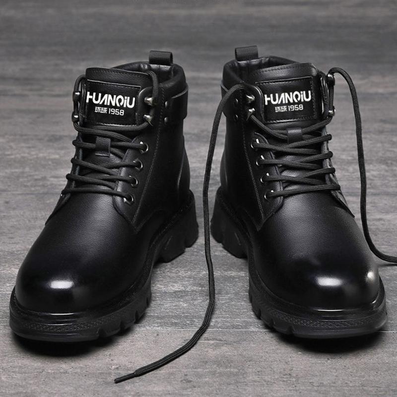 Autumn and Winter Plus Velvet Korean Version of The British Martin Boots Men's Leather Boots