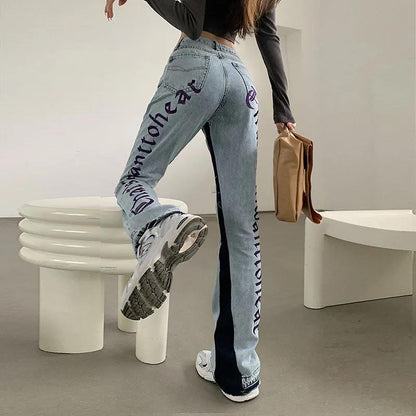 Spring and Autumn Design Sensual Loose Dialini Jeans Girl High Waist Hundreds Thase Drag Sharp Pants Trend