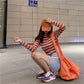 Cute O-neck Colorful Striped Pullover Short Sweater Women Open Navel Slim Waist Knitwear